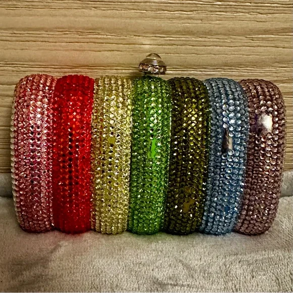 Multicolor Crystal Embellished Clutch - Picture 1 of 6